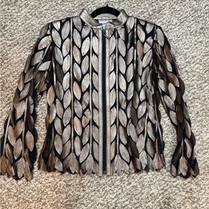 Natto Metallic Leaf Pattern Leather & Mesh Jacket Size Small vintage